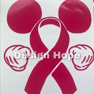 Mouse ears breast cancer hot pink decal